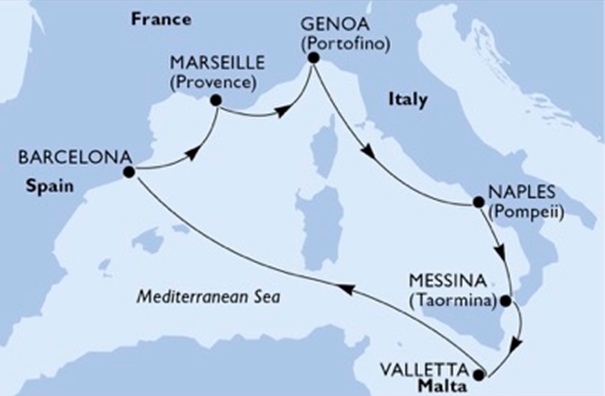 Cruise Middellandse Zee met MSC Grandiosa Selectair Reizen Gery