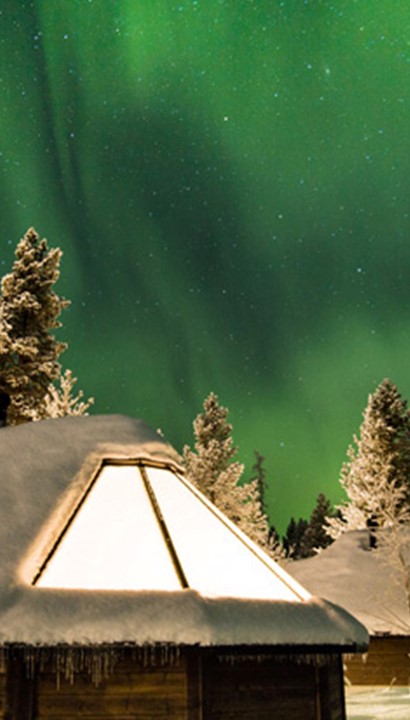 Slapen onder het Noorderlicht in Aurora village Lapland